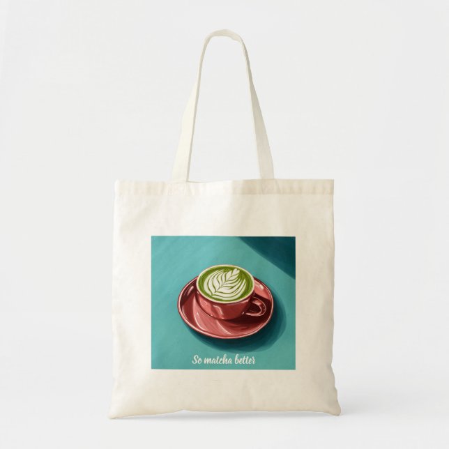 A cup of matcha latte Cute Custom Tote Bag (Front)