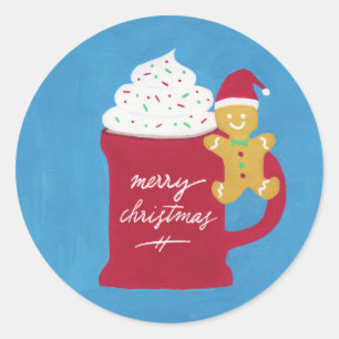 A Cup of Merry Christmas Classic Round Sticker