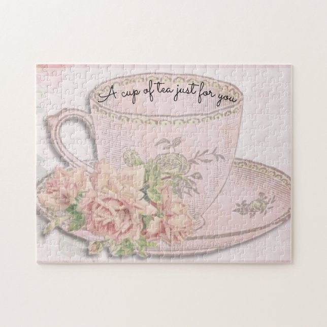 A Cup of Tea for Mother's Day Pink Jigsaw Puzzle (Horizontal)