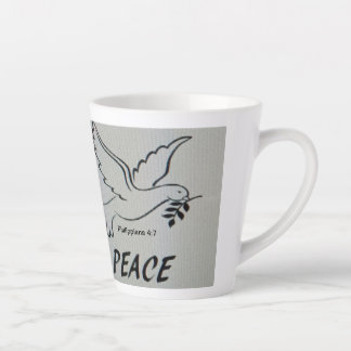 A cup with peace dove and scripture