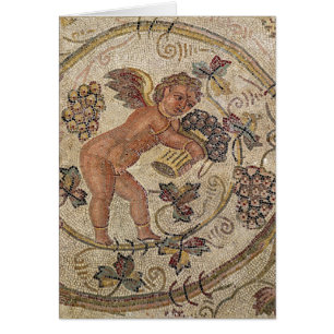 A cupid picking grapes, fragment of pavement