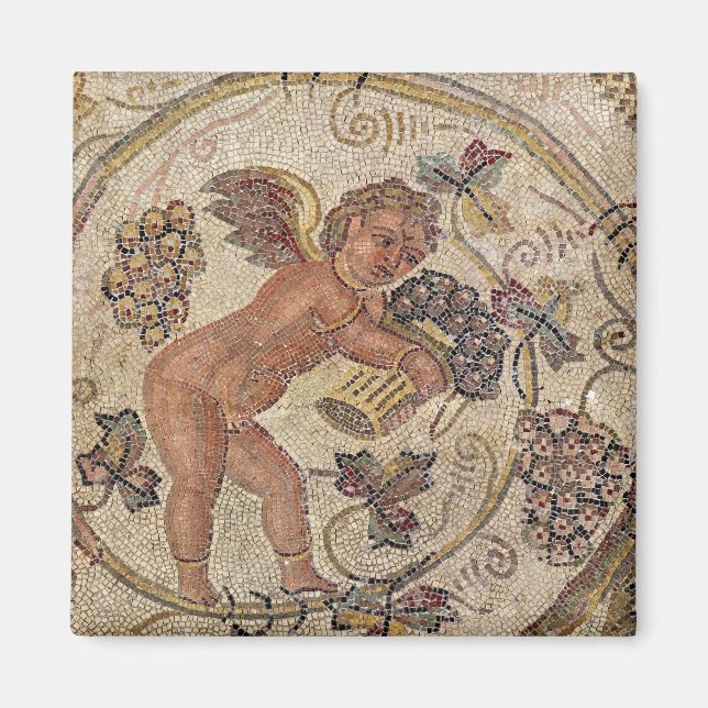 A cupid picking grapes, fragment of pavement magnet (Front)