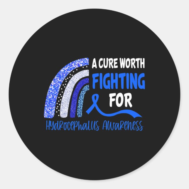 A Cure Worth Fighting For Hydrocephalus Awareness  Classic Round Sticker (Front)