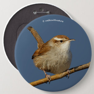A Curious Bewick's Wren in the Tree 6 Cm Round Badge