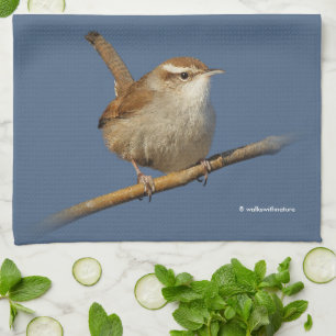 A Curious Bewick's Wren in the Tree Tea Towel
