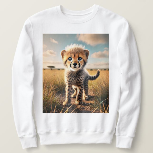 A Curious Cheetah Cub in the Savannah Sweatshirt (Design Front)