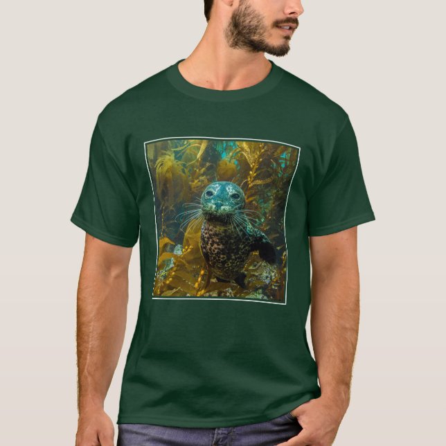 A Curious Harbour Seal Kelp Forest | Santa Barbara T-Shirt (Front)
