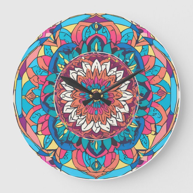 A curious mandala large clock (Front)