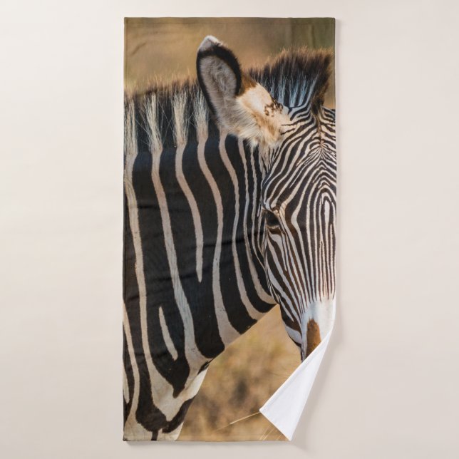 A CURIOUS ZEBRA AT SAMBURU NATIONAL RESERVE BATH TOWEL (Bath Towel)