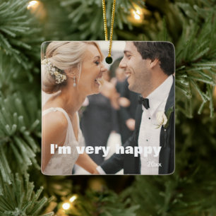 A Customizable 2-sided Elegant Scrolls 2 Photo Ceramic Ornament