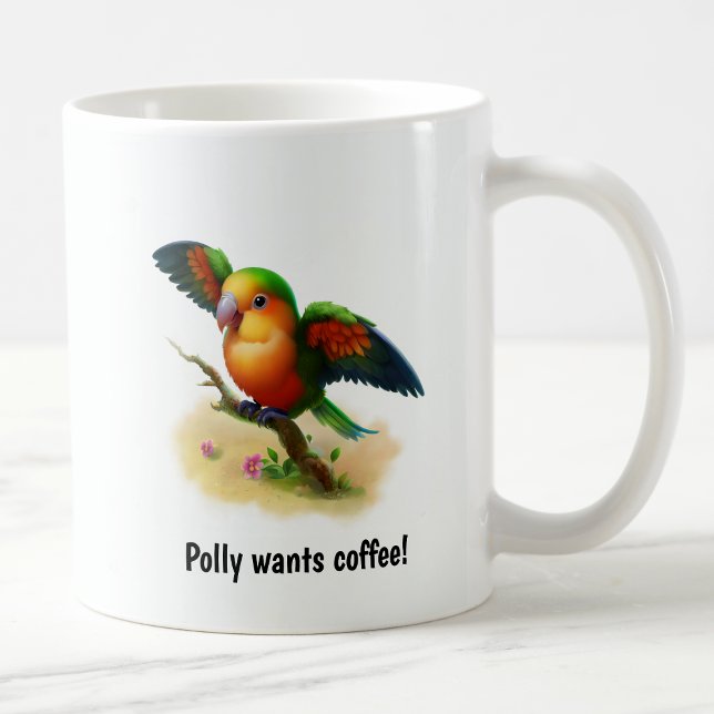 A Cute 3D Painted Orange-Bellied Parrot Coffee Mug (Creator Uploaded)