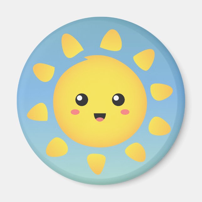 A cute and happy sun that shines brightly around magnet (Front)