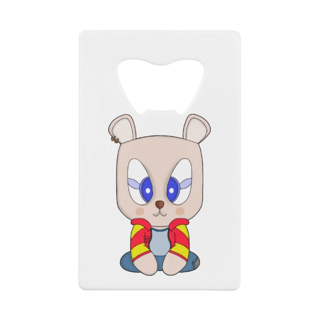 A cute and stylish bear with an ear piercing (Front)
