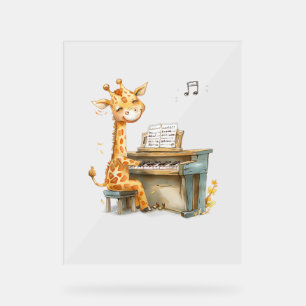 A Cute Baby Giraffe Plays The Guitar Acrylic Sign