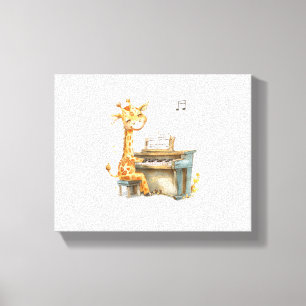 A Cute Baby Giraffe Plays The Guitar Canvas Print