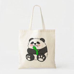 A Cute Baby Panda Eating Bamboo Stalk Tote Bag