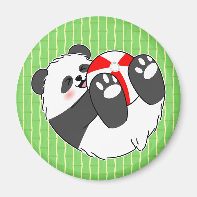 A Cute Baby Panda Playing with a Ball Magnet (Front)