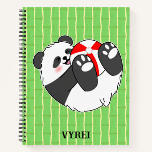 A Cute Baby Panda Playing with a Ball Notebook