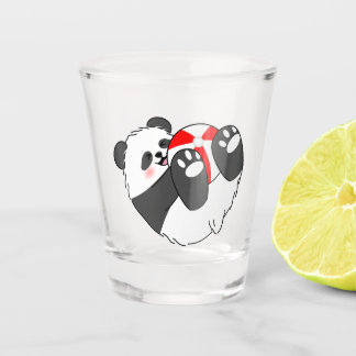 A Cute Baby Panda Playing with a Ball Shot Glass