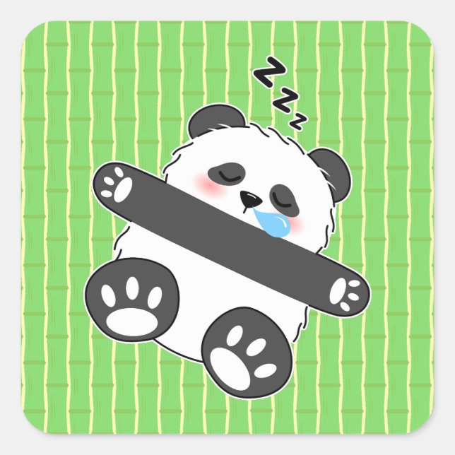 A Cute Baby Panda Sleeping Peacefully Square Sticker (Front)