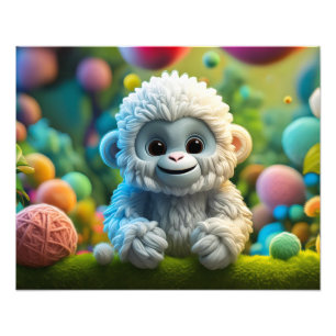 A cute baby Yeti made of yarn Photo Print