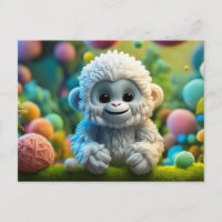 A cute baby Yeti made of yarn