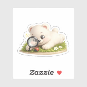 A cute bear character exploring nature.
