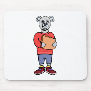 A Cute Bear Eating Bread Mouse Pad