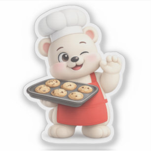 A cute bear with a biscuit.