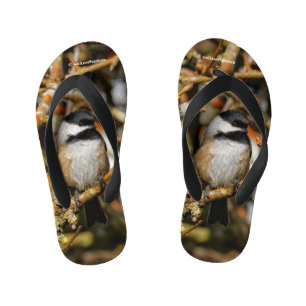A Cute Black-Capped Chickadee Kid's Jandals