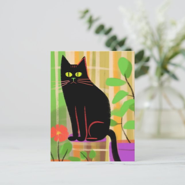 A Cute Black Cat Postcard (Standing Front)