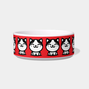 A Cute Bright Red Cats Bowl