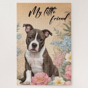 A cute brown Staffordshire Terrier puppy  Jigsaw Puzzle