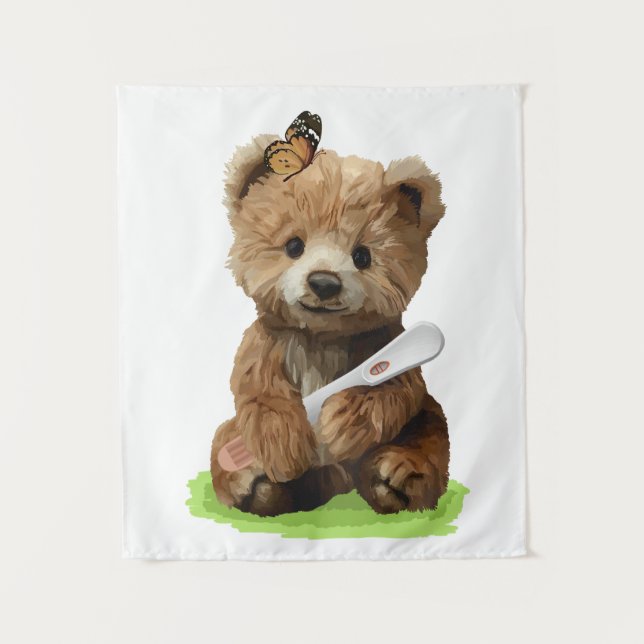 A cute brown teddy bear tapestry (Front)
