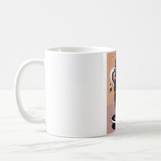 A cute bubble tea cup black white (Left)