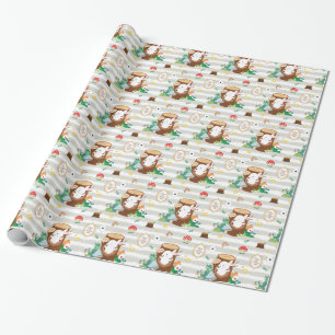 A cute bunny in woodland forest wrapping paper