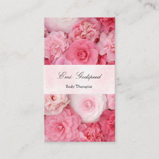 a cute business card with pink flowers
