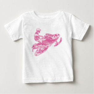 A Cute Camouflage Pink Snowmobiler Baby T-Shirt
