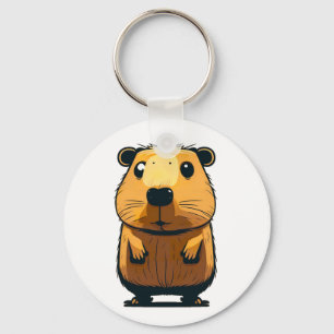 A Cute Capybara standing up and facing front pose Key Ring