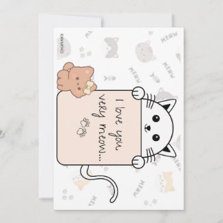 A cute card of I love you very Meow and Kitty