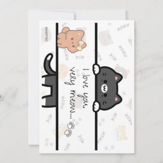A cute card of I love you very meow to a love