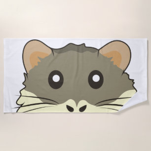 A Cute Cartoon Animal with a Multicolored Scarf Beach Towel