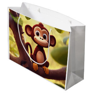 A cute cartoon monkey in a tree gift bag