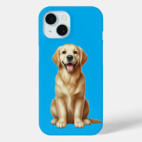 A cute cartoon-style golden retriever puppy sittin