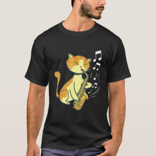 A Cute Cat Playing The Saxophone T-Shirt