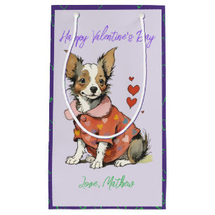 A cute Chihuahua on a Valentine's Day Small Gift Bag