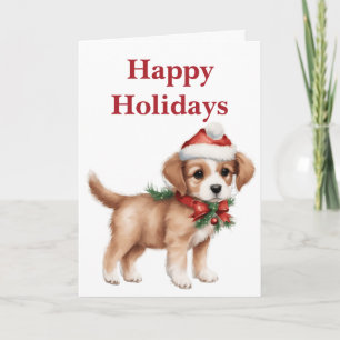A Cute Christmas Puppy Blank Christmas Card
