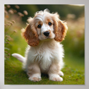 A cute Clumber Spaniel puppy Poster