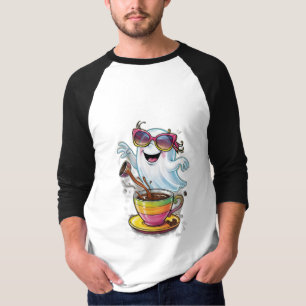 A cute, clumsy ghost spilling coffee T-Shirt