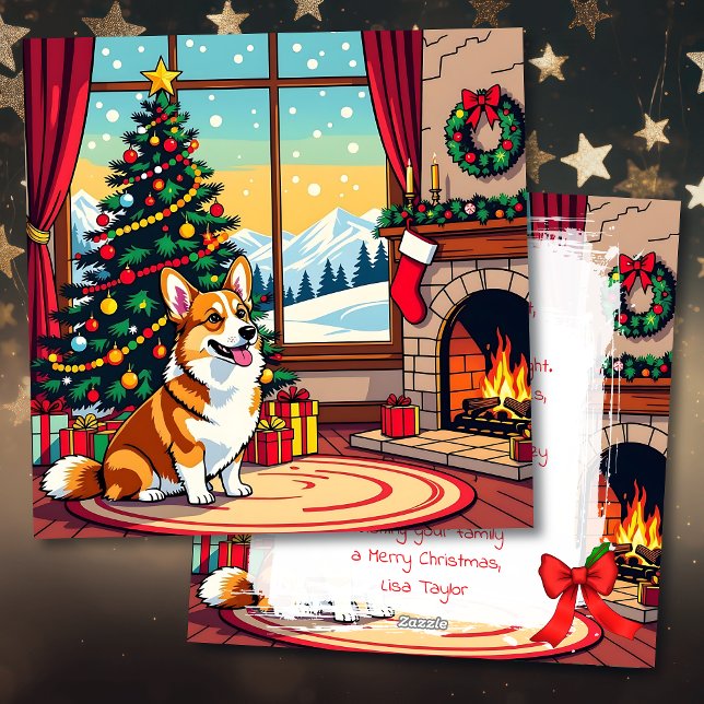 A Cute Corgi Christmas Personalized Holiday Card (Creator Uploaded)